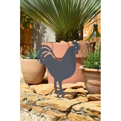 Figurine à piquer Coq - 42,5x42 cm - anthracite - Louis Moulin