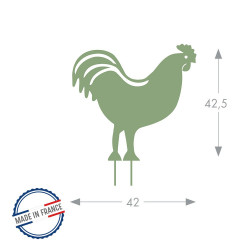 Figurine à piquer Coq - 42,5x42 cm - vert clair - Louis Moulin