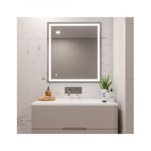 Miroir de salle de bain Heracles - éclairage LED frontal et décoratif (AC 230V 50Hz)- 34 W- Plastique et Verre - EMUCA