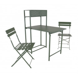 Set table avec 2 chaises pliantes Balcon en acier - vert de marque PROLOISIRS, référence: J8224800