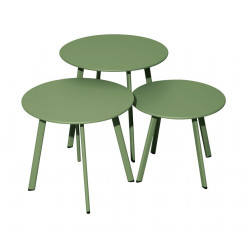 Lot 3 tables basses Massaï en acier - diamètre 40/45/50 cm - amande de marque PROLOISIRS, référence: J8229100