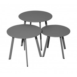 Lot 3 tables basses Massaï en acier - diamètre 40/45/50 cm - graphite - PROLOISIRS