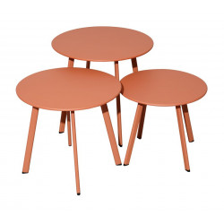 Lot 3 tables basses Massaï en acier - diamètre 40/45/50 cm - hermes - PROLOISIRS