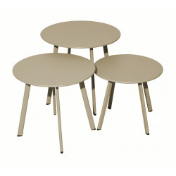 Lot 3 tables basses Massaï en acier - diamètre 40/45/50 cm - sand de marque PROLOISIRS, référence: J8229400