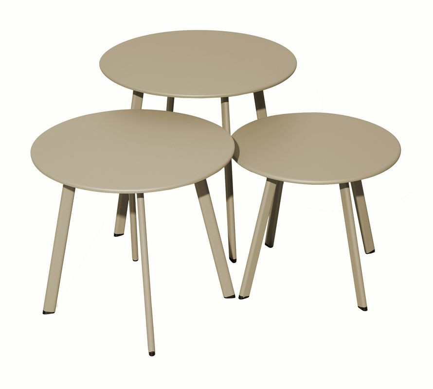 Lot 3 tables basses Massaï en acier - diamètre 40/45/50 cm - sand
