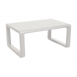 Table basse Quenza II en aluminium/lattes - 90 x 60 cm - blanc - PROLOISIRS