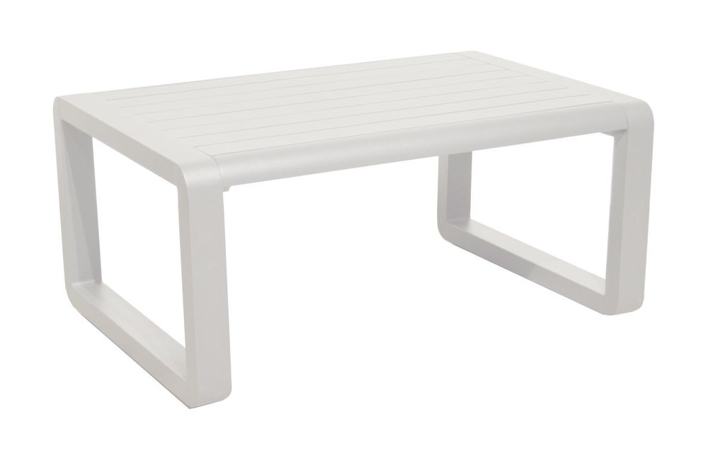 Table basse Quenza II en aluminium/lattes - 90 x 60 cm - blanc