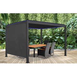 Store déroulant latéral pour pergola bioclimatique motorisée - côté 3m - gris - HABRITA