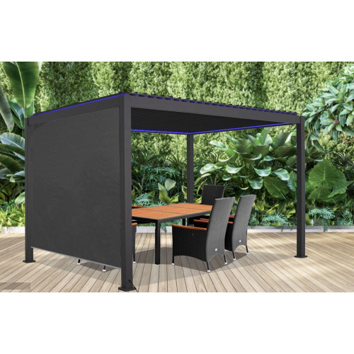 Store déroulant latéral pour pergola bioclimatique motorisée - côté 3m - gris - HABRITA