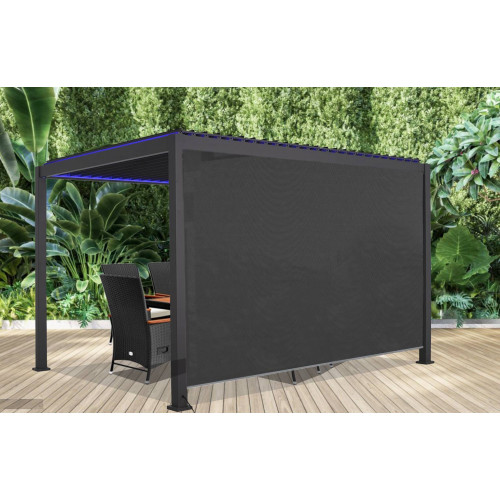 Store déroulant latéral pour pergola bioclimatique motorisée - côté 4m - gris - HABRITA