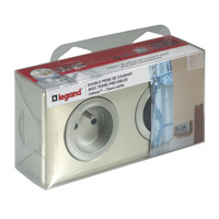 Kit double prise précâblée Céliane - Pose en apparent - Titane