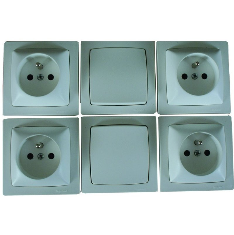 ASL lot 2 interrupteurs va et vient + 4 prises 2 pôles + terre