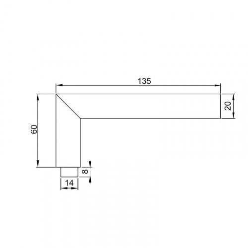 Poignées pour serrures de portes de verre pour intérieur - Modèle en L-R - acier inoxydable - EMUCA