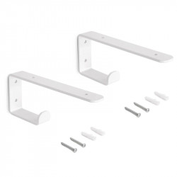 Jeu de supports pour étagères en bois Shelf avec cintre intégré - Acier - Blanc - EMUCA