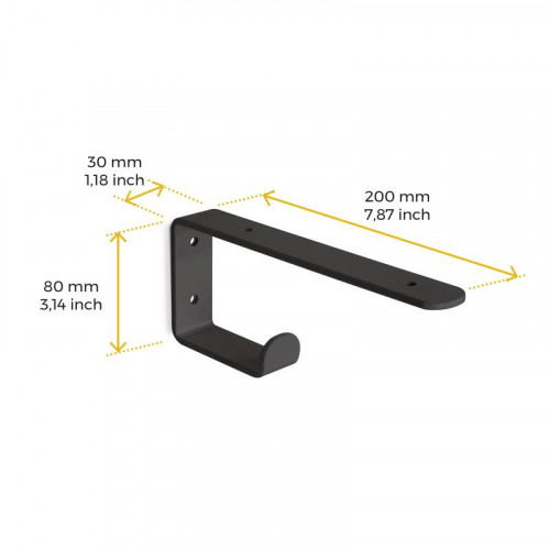 Jeu de supports pour étagères en bois Shelf avec cintre intégré - Acier - Noir - EMUCA