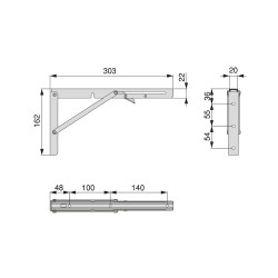 Jeu de Supports de pliage - longueur 303mm - Acier - Noir - EMUCA