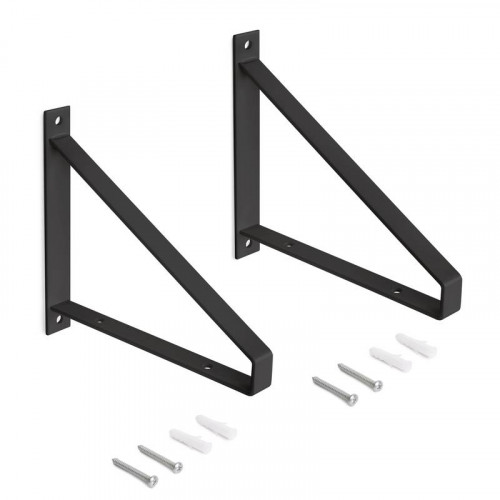 Jeu de supports pour étagères en bois Shelf avec forme triangulaire - Acier - Noir - EMUCA