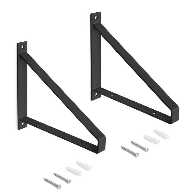 Jeu de supports pour étagères en bois Shelf avec forme triangulaire - Acier - Noir