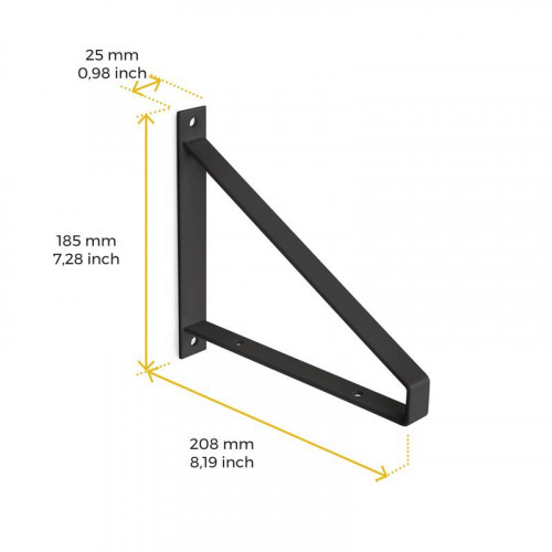 Jeu de supports pour étagères en bois Shelf avec forme triangulaire - Acier - Noir - EMUCA