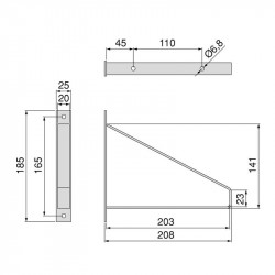 Jeu de supports pour étagères en bois Shelf avec forme triangulaire - Acier - Noir - EMUCA