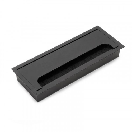 Passe-cables de table Quadrum - rectangulaire - 269x80mm à encastrer - Aluminium - Noir - EMUCA