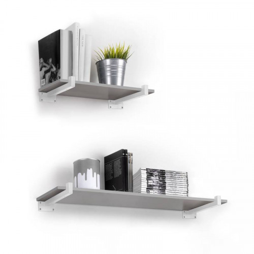 Jeu de supports pour étagères en bois Shelf droit avec tube carré - Acier - Peint Blanc - EMUCA