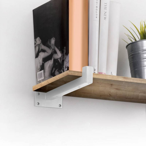 Jeu de supports pour étagères en bois Shelf droit avec tube carré - Acier - Peint Blanc - EMUCA