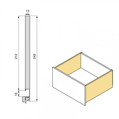 Tiroir extérieur Vertex 3D - 60 kg - 242 mm x 500 mm - Peint en aluminium - Acier - EMUCA