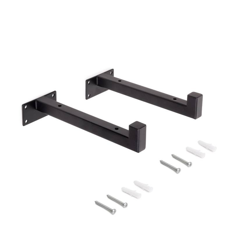 Jeu de supports pour étagères en bois Shelf droit avec tube carr - Acier - Peint en noir