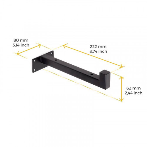 Jeu de supports pour étagères en bois Shelf droit avec tube carr - Acier - Peint en noir - EMUCA