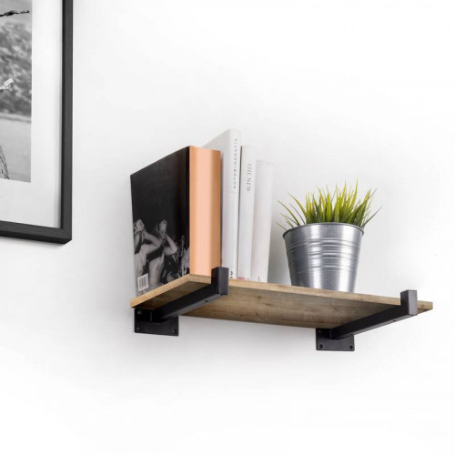 Jeu de supports pour étagères en bois Shelf droit avec tube carr - Acier - Peint en noir - EMUCA