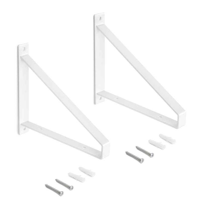 Jeu de supports pour étagères en bois Shelf avec forme triangulaire - Acier - Peint en blanc