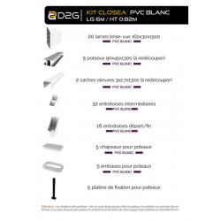 Kit cloture - Lame 16cm   - PVC Blanc - LG: 6m x H: 0m82 - Closea