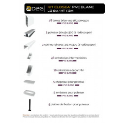 Kit cloture - Lame 16cm   - PVC Blanc - LG: 6m x H: 1m13 - Closea