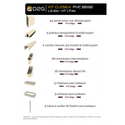 Kit cloture - Lame 16cm   - PVC Beige - LG: 6m x H: 1m74 - Closea