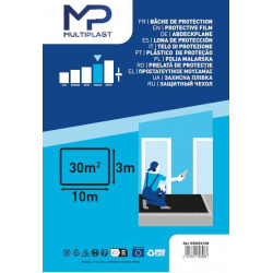 Rouleau de bâche de protection, l.3 x L.10 m Ep.80 µm MULTIPLAST - MULTIPLAST