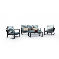 Salon de jardin Sofa BOLONIA-8  Anthracite Tissus Sara Gris Foncé/RAYAS Sara Dralon - HEVEA