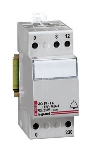 Transformateur pour sonnerie 230 / 12 / 8V 2 modules