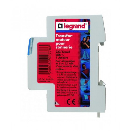 Transformateur pour sonnerie 230 / 12 / 8V 2 modules - LEGRAND