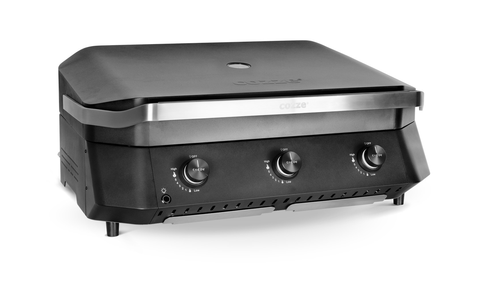 Plancha gaz en fonte 7kW Cozze 800 avec couvercle - vue 2