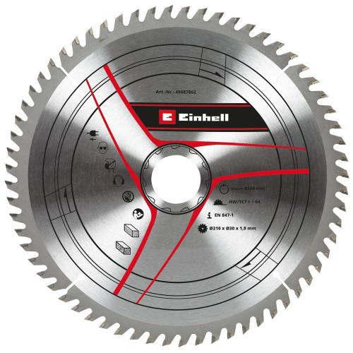 Lame pour scie radiale diamètre 210x30x1,8 64 dents KWB - EINHELL 