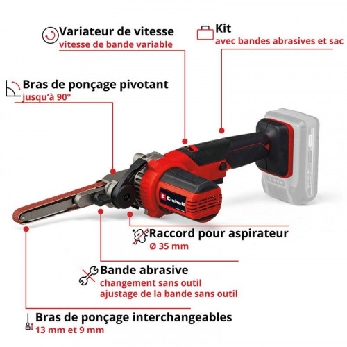 Lime à bande sans fil – TE-BF 18 Li-Solo – 18 V – 250 à 1700 m/min – Power X-Change - sans batterie ni chargeur - EINHELL 