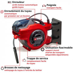 Enrouleur de tuyau sans fil – GE-HR 18/30 Li-Solo – 18 V – Tuyau 30 m Ø 12,5 mm – 8 bar – sans batterie ni chargeur - EINHELL 