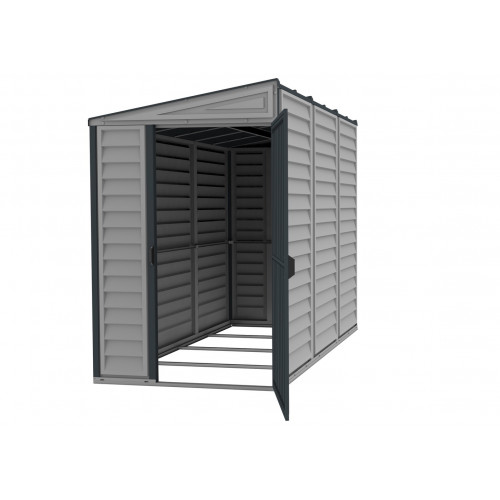 Abri de Jardin PVC Adossable  4X8 - gris anthracite - Duramax