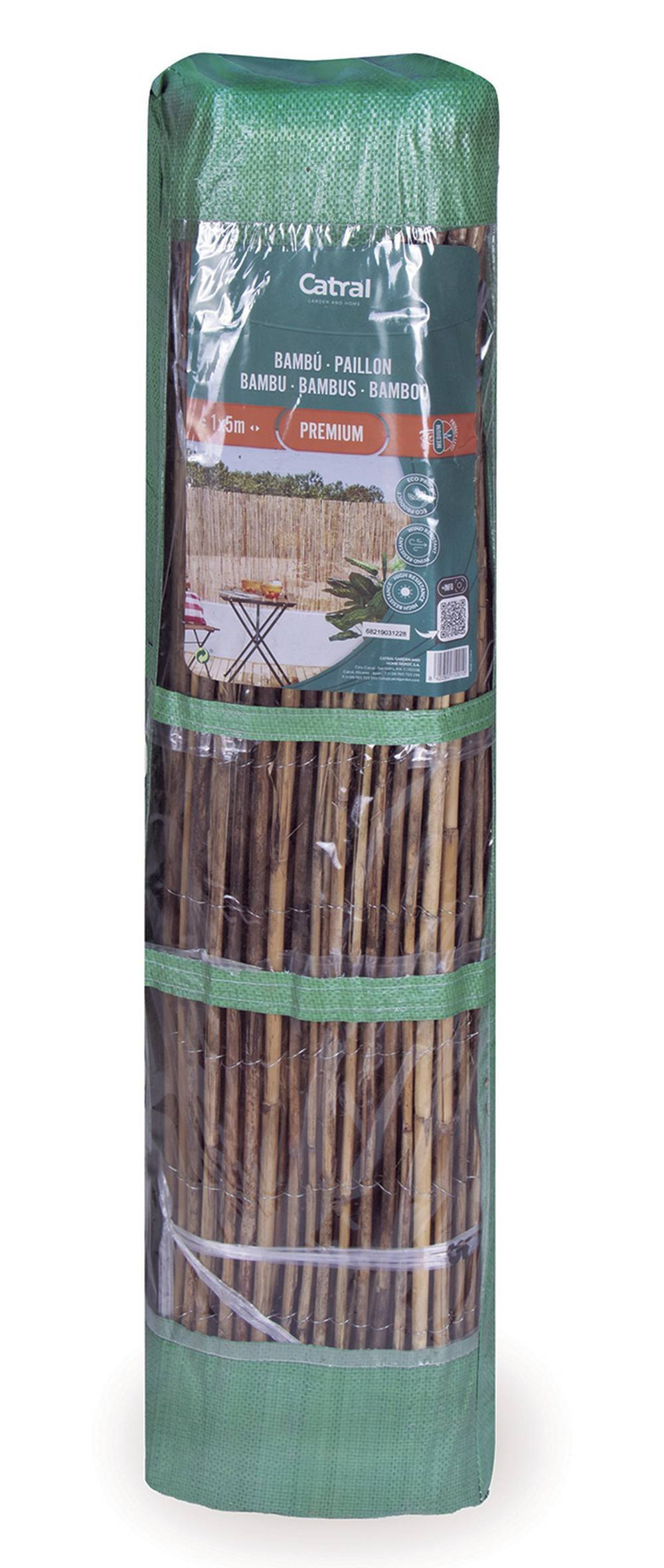 Clôture tiges entières de bambou - Naturel - 1x5m