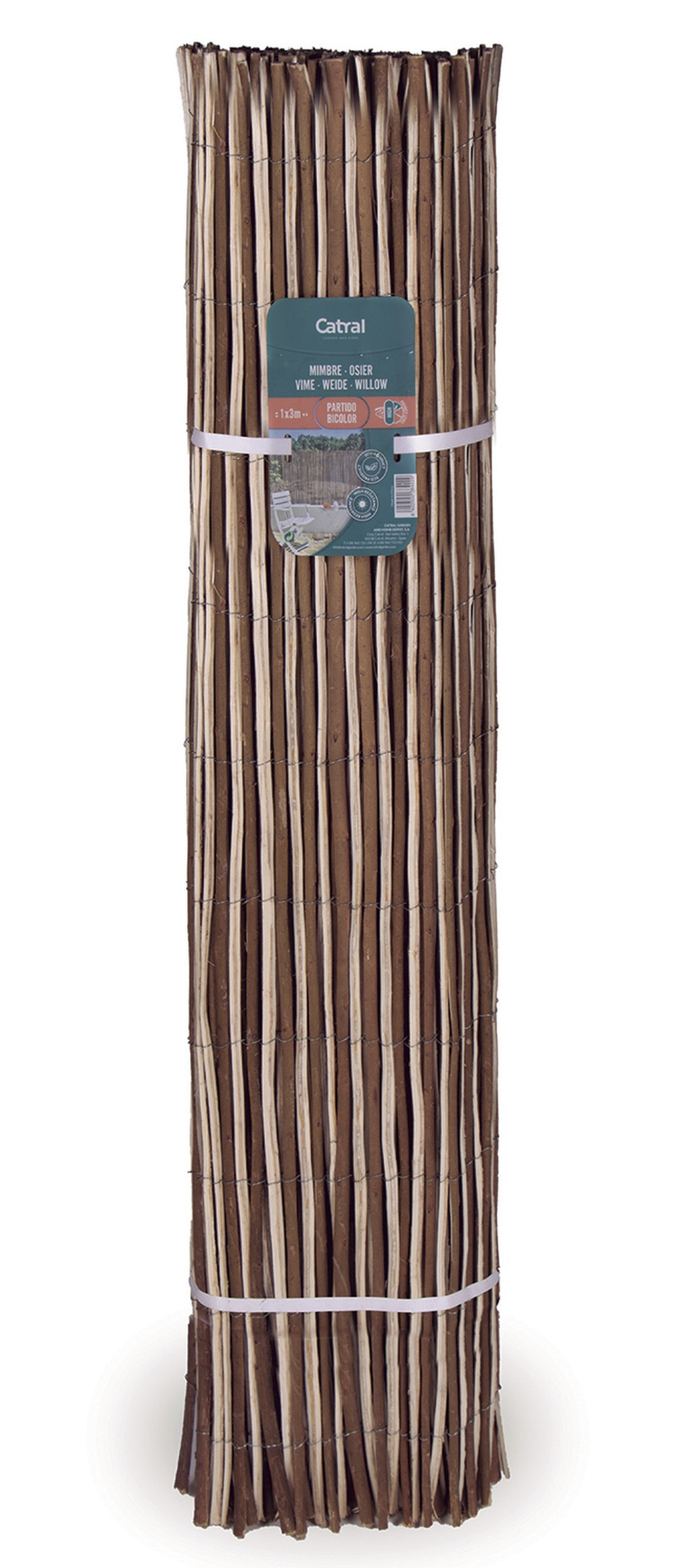 Clôture osier bicolore, tiges fendues - 1x3m