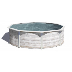 Piscine ronde acier Ø3,70m x H: 1,22m -  Imitation bois Nordique de marque GRE POOLS, référence: J8371000