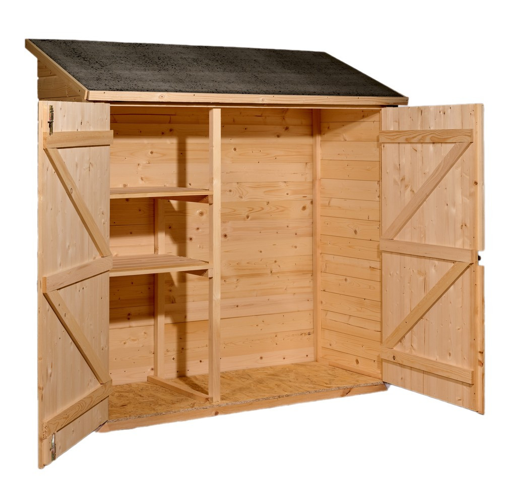 Abri de jardin mural en bois grand volume avec étagère de rangement 175x72x174cm - vue 2