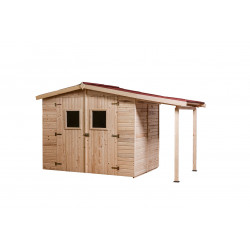 Abri en panneaux de bois avec bûcher - 3,70+2,08 m² - HABRITA