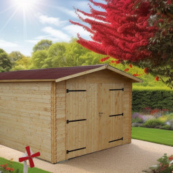 Garage Dorna épicéa 3,50 x 5,40 m - madriers 28 mm - 19 m² de marque HABRITA, référence: J4217100